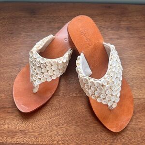 Elegant Cream Beaded Sandals by Usaflex